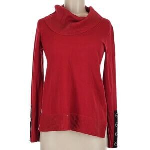 Melissa Paige Women’s Contrast Cuff Cowlneck Sweater Red Size 2X